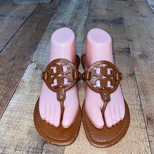 Tory Burch Miller Flip Flops Size 8.5 M Vintage Vachetta  Leather